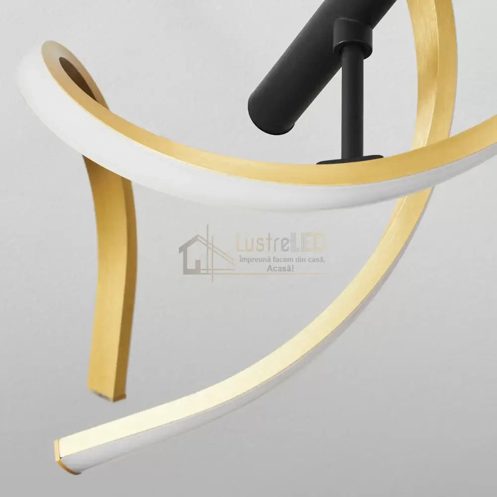 Lustra Led Sequence Gold + Black Echivalent 300W Lighting Fixtures