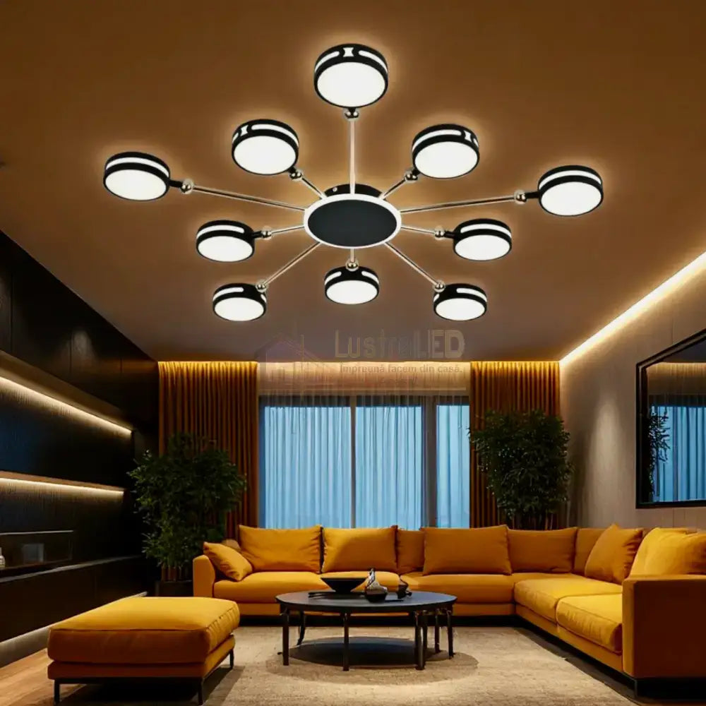 Lustra LED Aplicata Meili 100CM NEAGRA / 60CM CEILING LIGHT