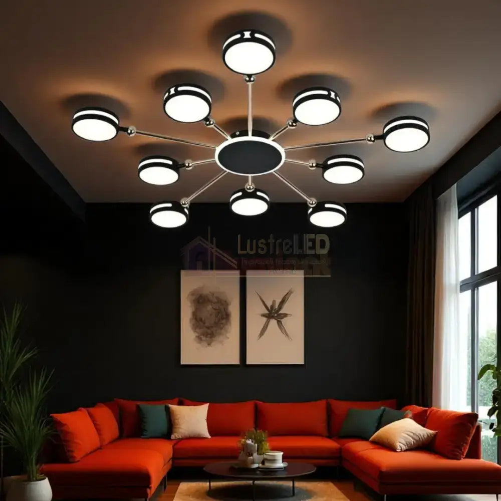 Lustra LED Aplicata Meili 100CM NEAGRA / 60CM CEILING LIGHT