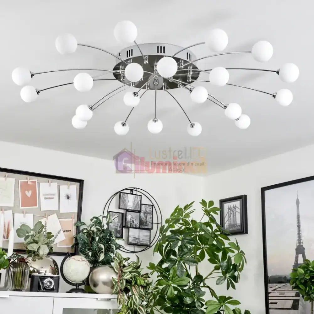Lustra LED SILVER BULET Echivalent 400W lustreled.ro