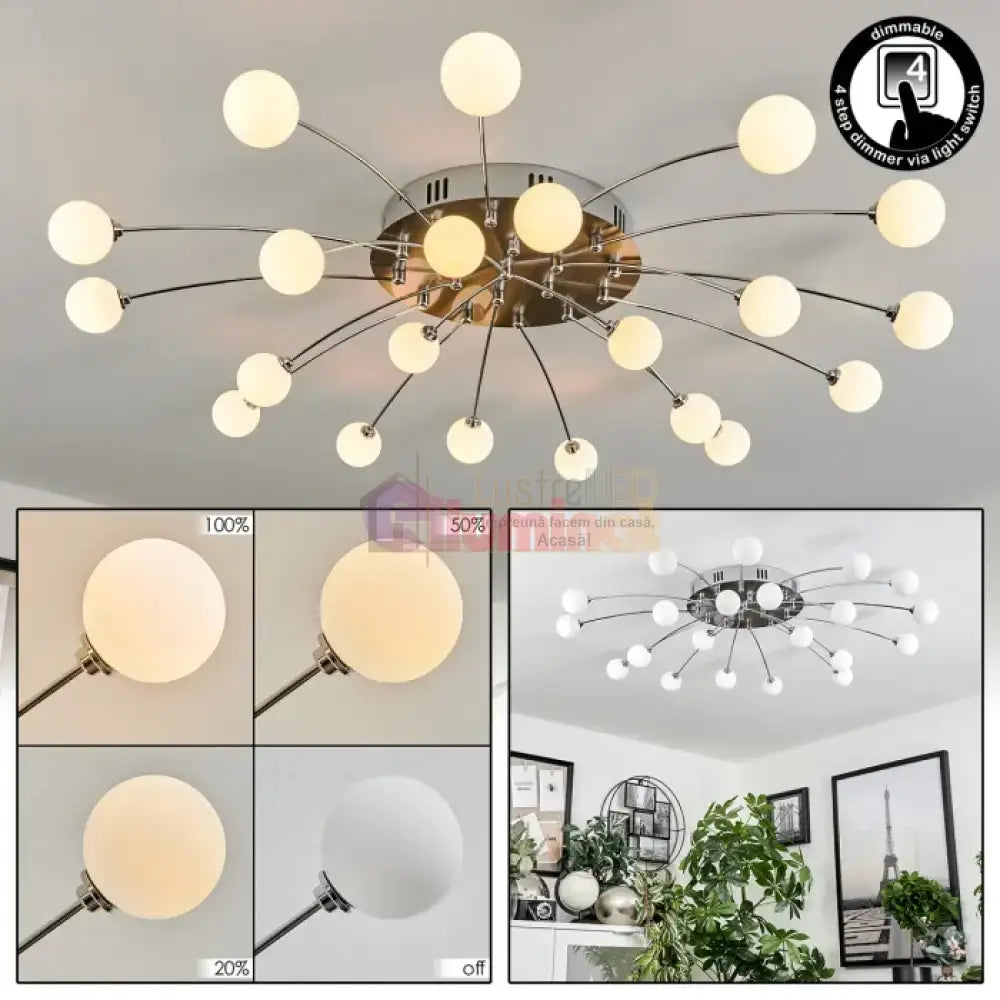 Lustra LED SILVER BULET Echivalent 400W lustreled.ro