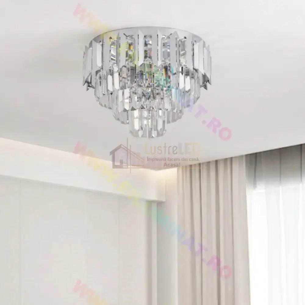 Lustra Led Silver Shine Cristal Echivalent 400W Montaj Aplicat/Suspendat Lighting Fixtures