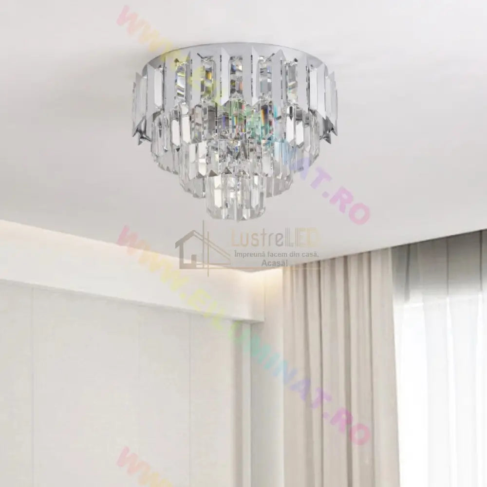 Lustra Led Silver Shine Cristal Echivalent 400W Montaj Aplicat/Suspendat Lighting Fixtures