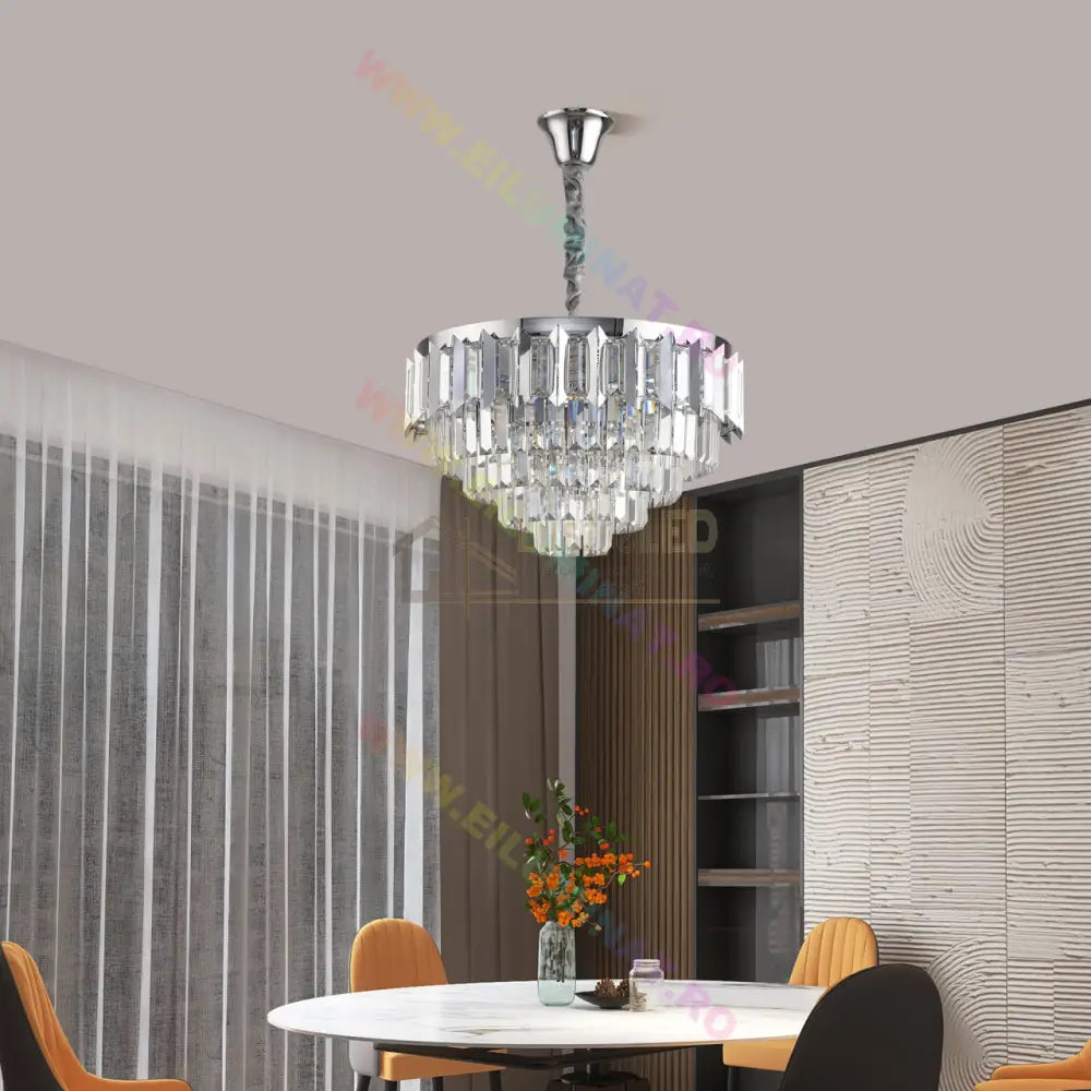 Lustra Led Silver Shine Cristal Echivalent 600W Montaj Aplicat/Suspendat Lighting Fixtures