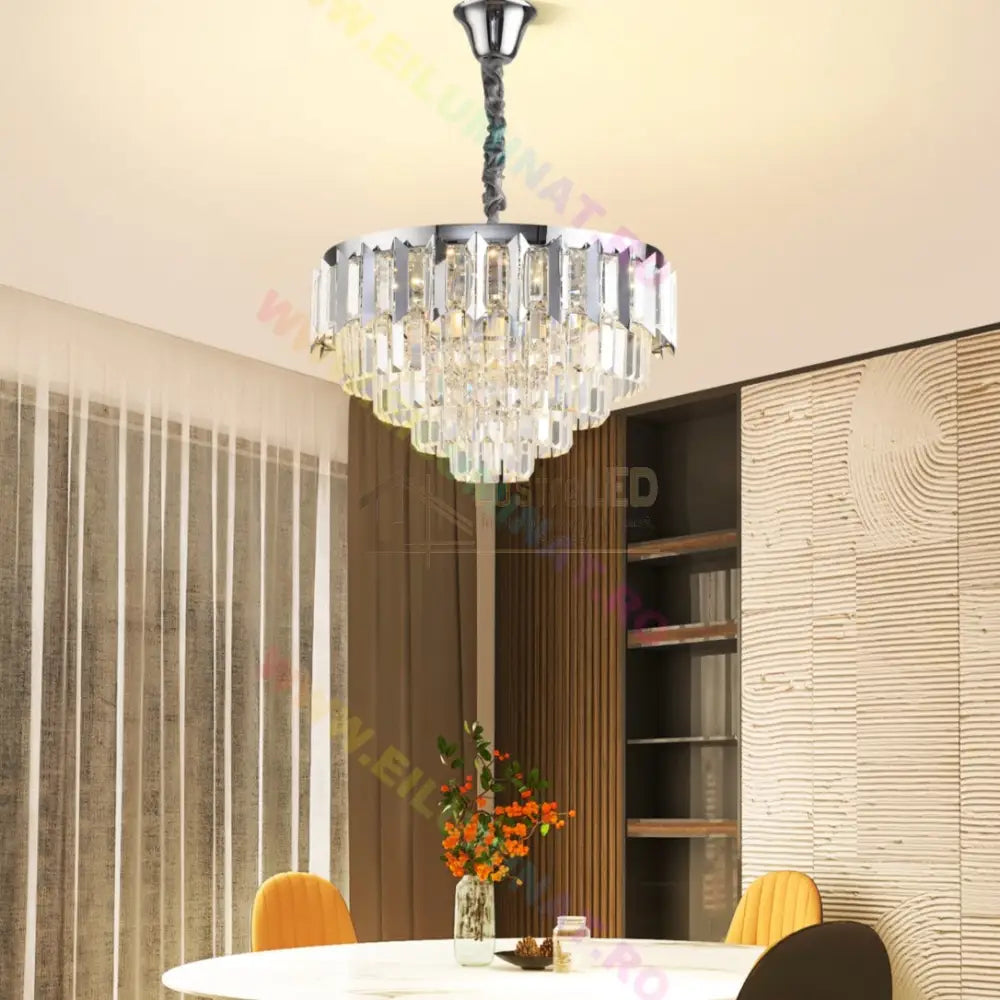 Lustra Led Silver Shine Cristal Echivalent 600W Montaj Aplicat/Suspendat Lighting Fixtures