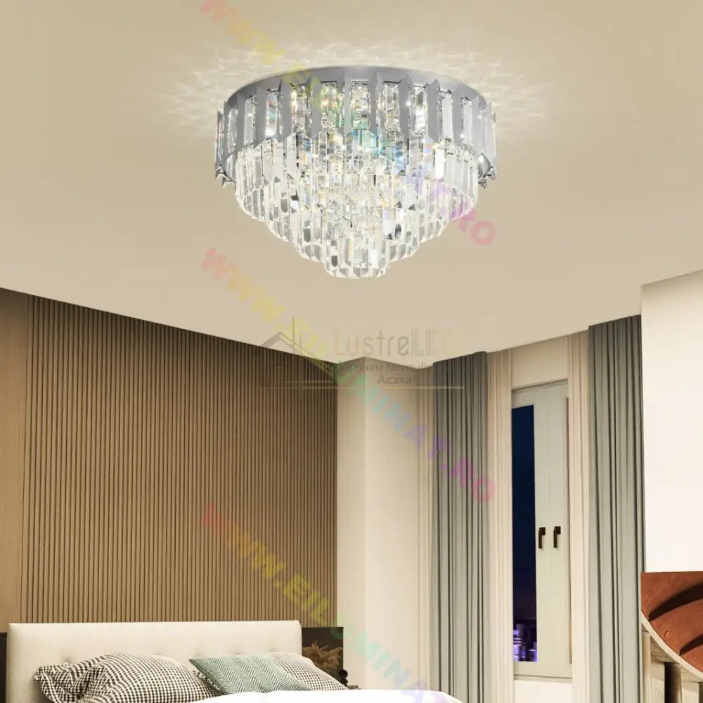 Lustra Led Silver Shine Cristal Echivalent 600W Montaj Aplicat/Suspendat Lighting Fixtures