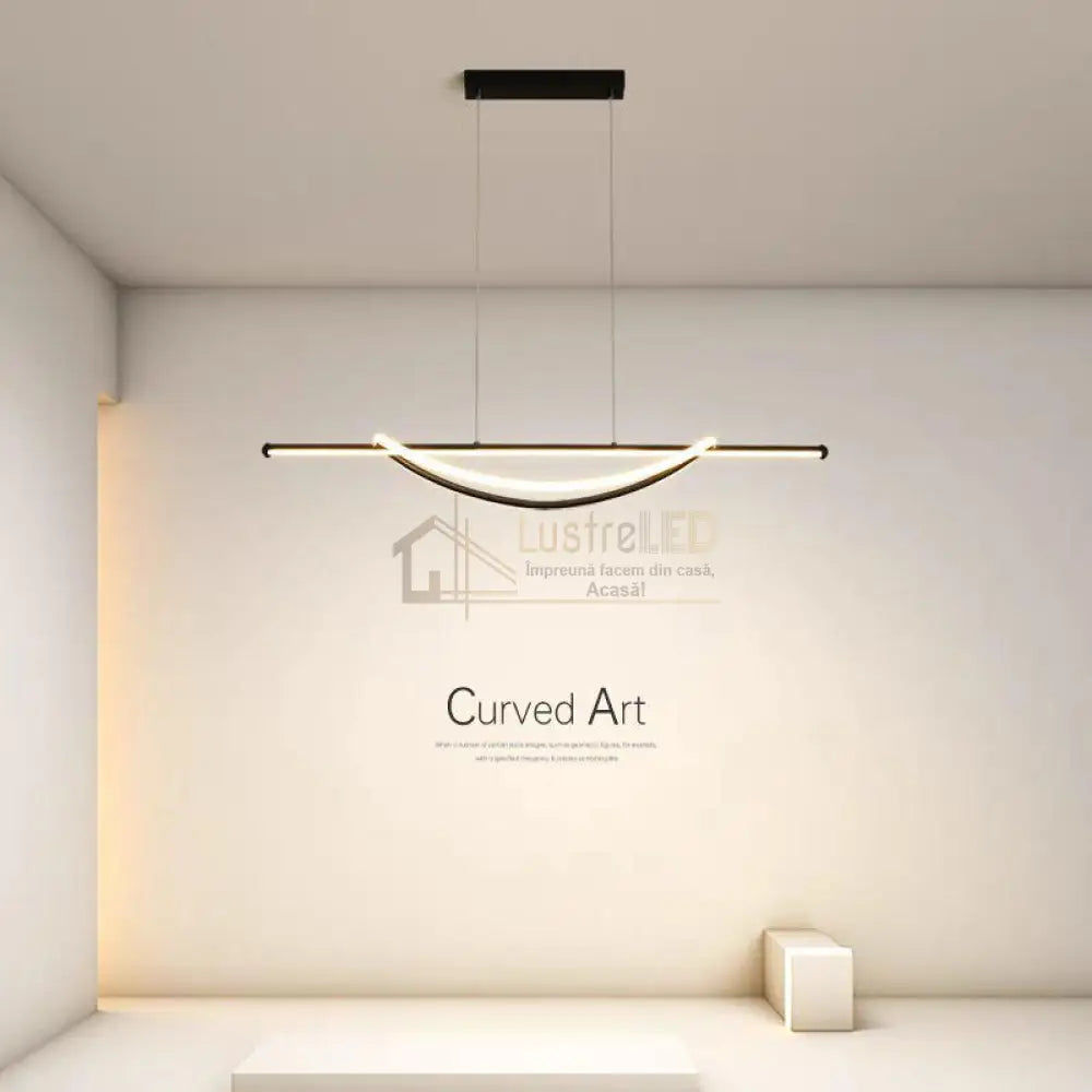 Lustra LED SIMA Suspendata Black Echivalent 500W Telecomanda Lighting Fixtures
