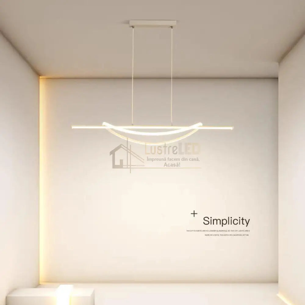 Lustra LED SIMA Suspendata White Echivalent 500W Telecomanda Lighting Fixtures