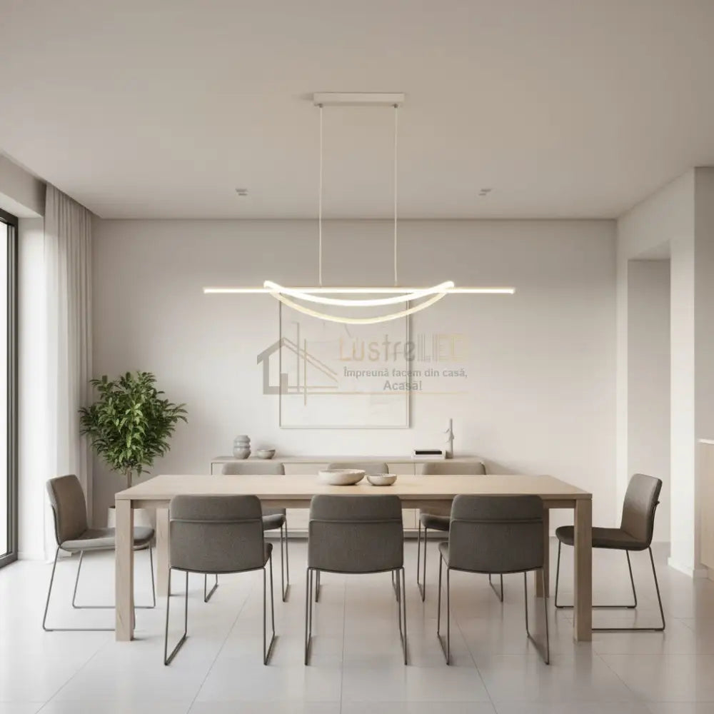 Lustra LED SIMA Suspendata White Echivalent 500W Telecomanda Lighting Fixtures