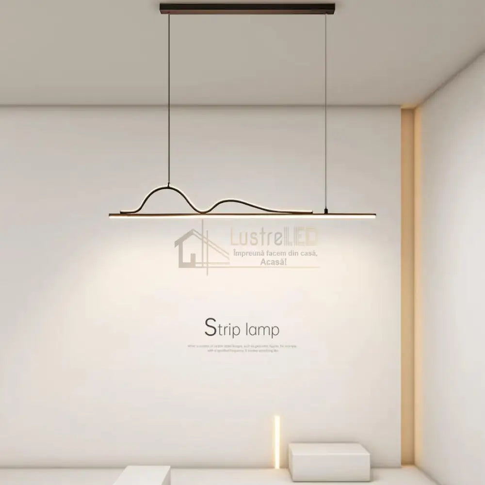 Lustra LED Snake Suspendata Black Echivalent 400W Telecomanda Lighting Fixtures