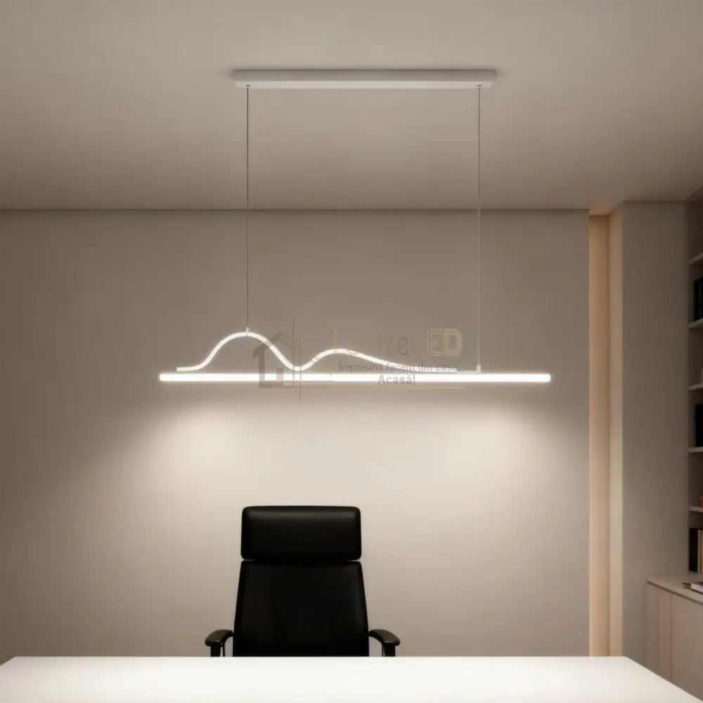 Lustra LED Snake Suspendata White Echivalent 400W Telecomanda Lighting Fixtures