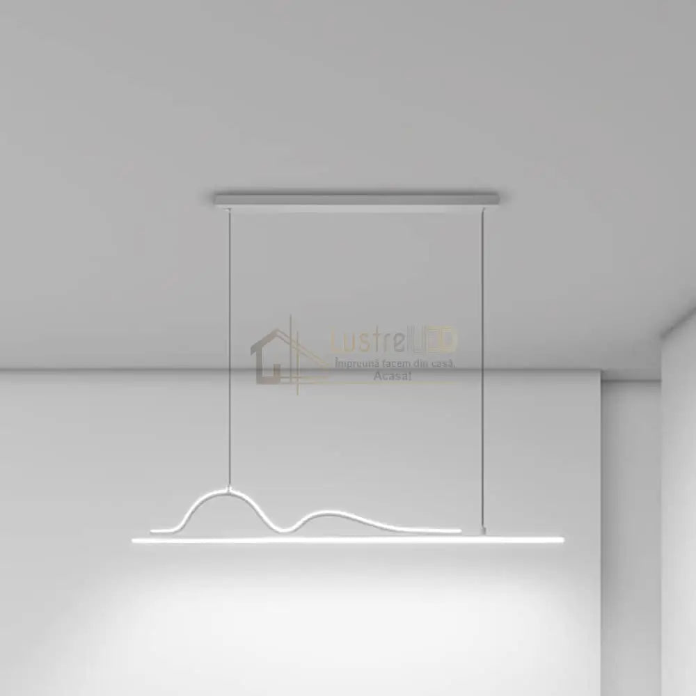 Lustra LED Snake Suspendata White Echivalent 400W Telecomanda Lighting Fixtures