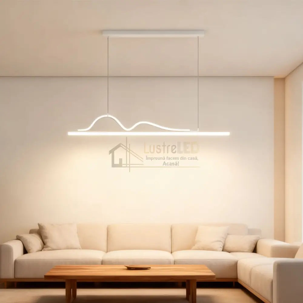 Lustra LED Snake Suspendata White Echivalent 400W Telecomanda Lighting Fixtures