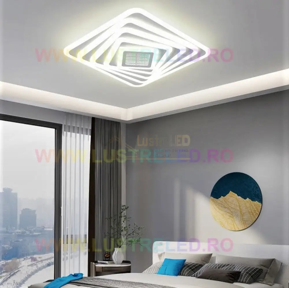 Lustra Led 114W Square 3D Mirror Telecomanda Lighting Fixtures