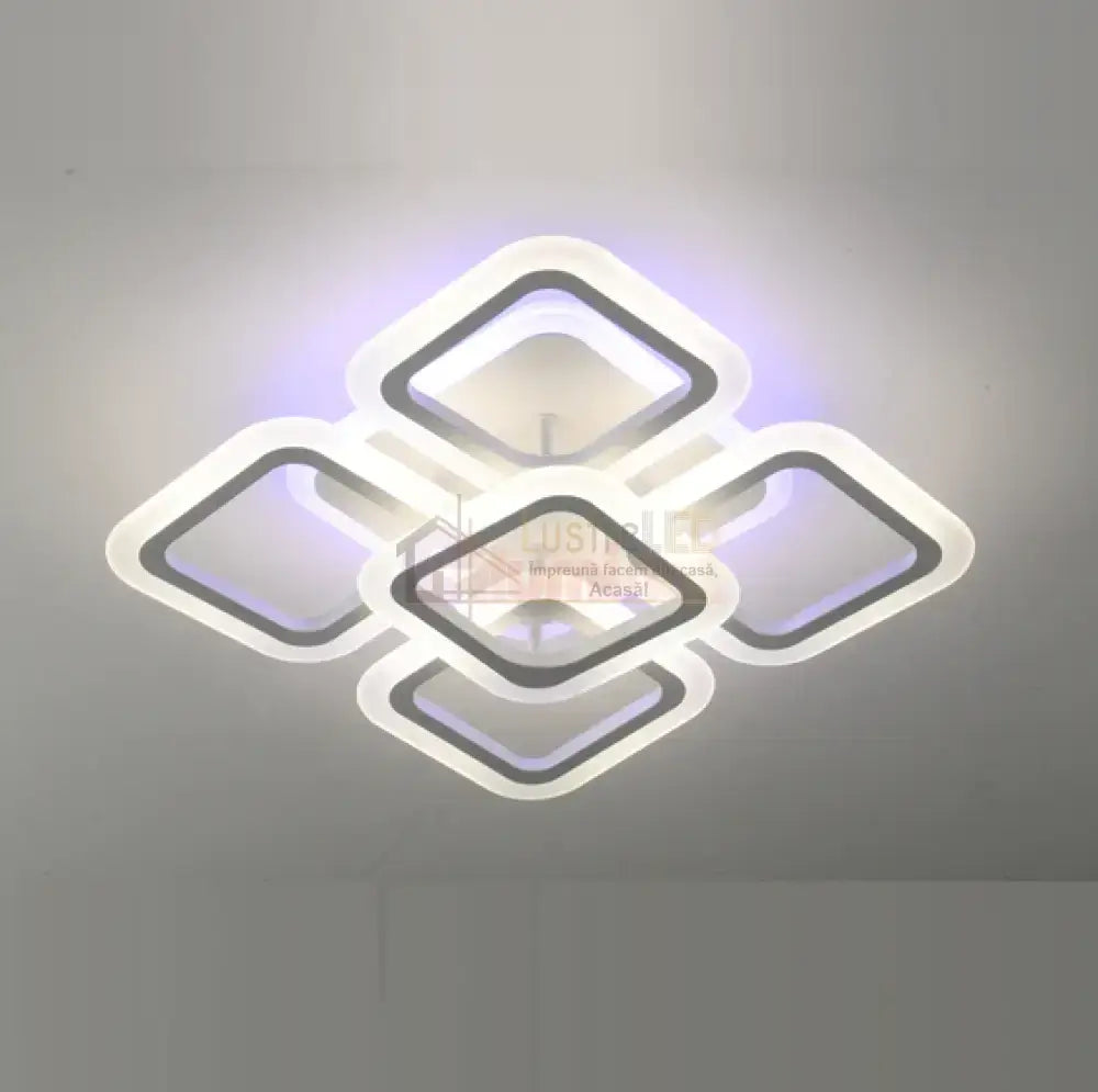 Lustra Led Square 4 + 1 Rgb Echivalent 400W 40Cm Telecomanda Lighting Fixtures
