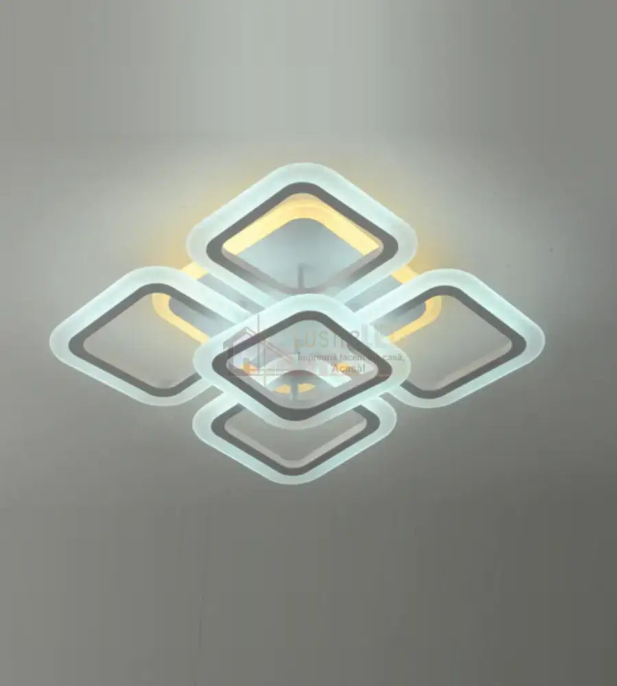 Lustra Led Square 4 + 1 Rgb Echivalent 400W 40Cm Telecomanda Lighting Fixtures