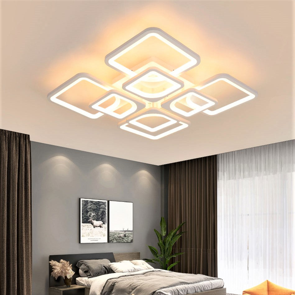 Lustra Led 4 + 4 Square Gigant Echivalent 1000W Telecomanda Lighting Fixtures