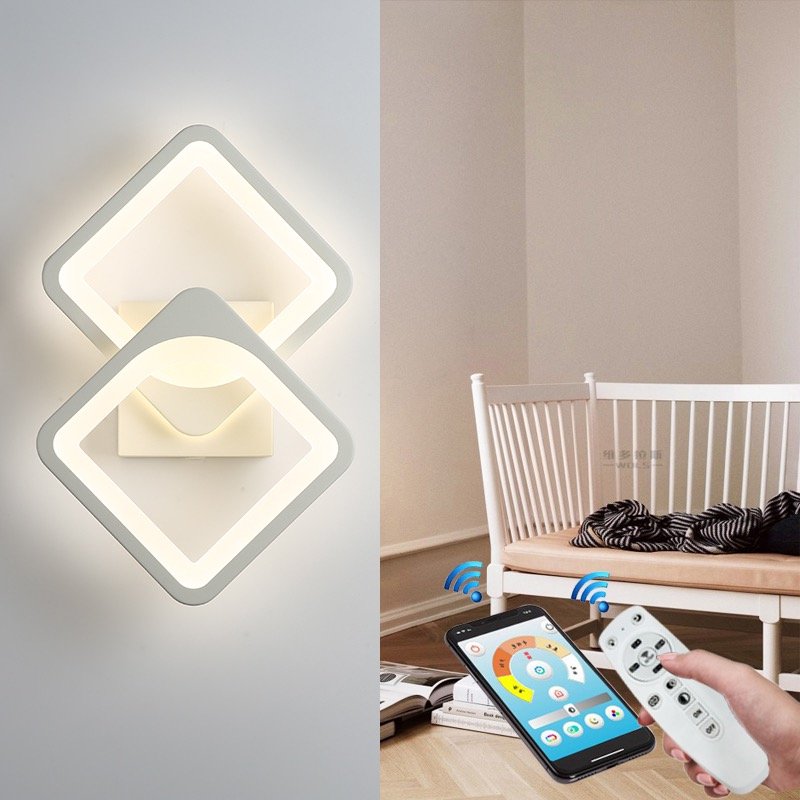 Lustra Led 1 + 1 Square Design Alb Echivalent 300W Telecomanda Lighting Fixtures