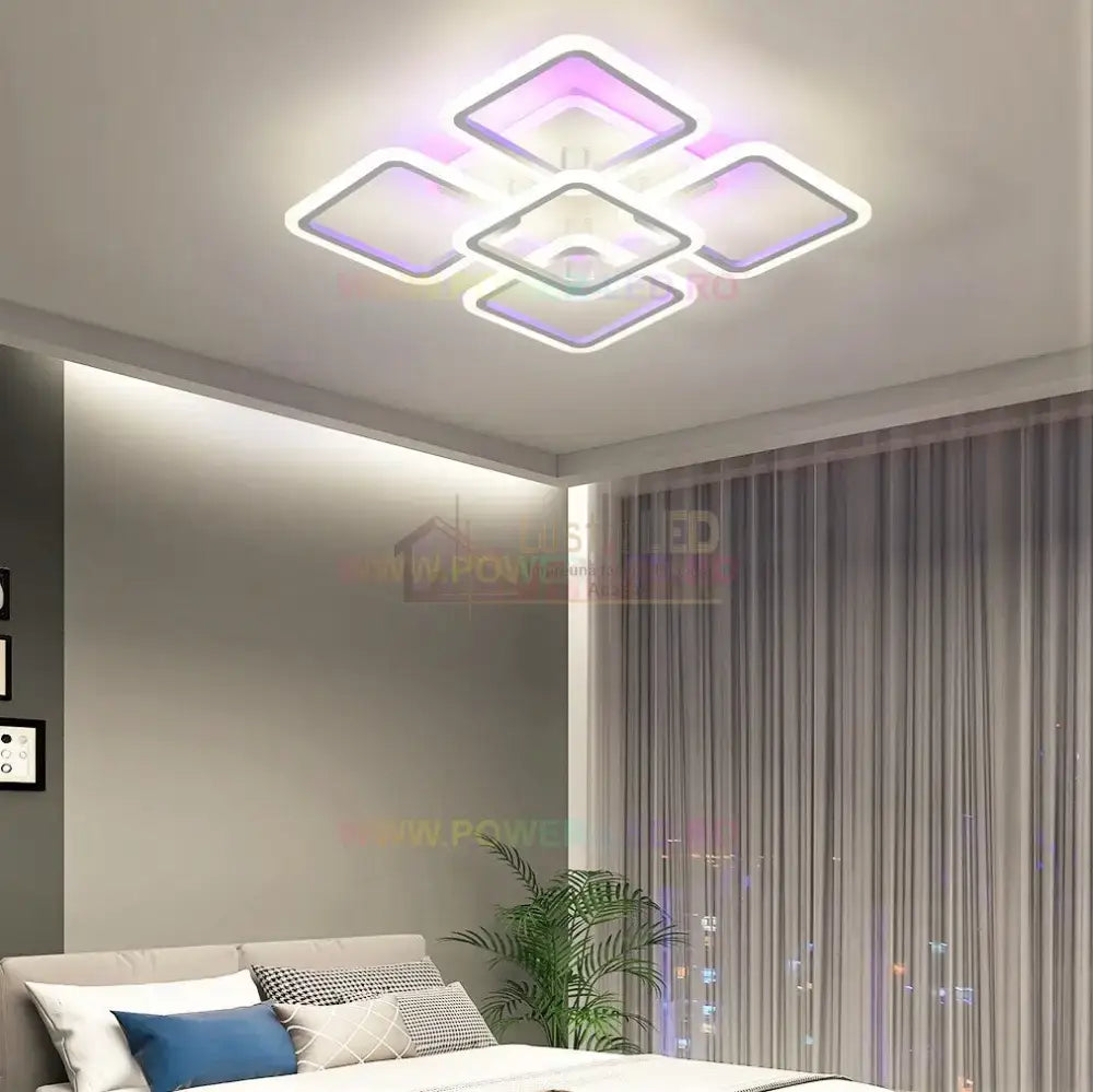 Lustra Led 188W Square 55Cm Rgb Telecomanda Echivalent 800W Lighting Fixtures