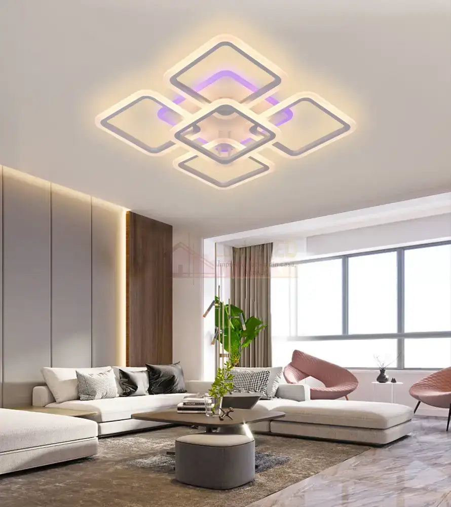 Lustra Led 188W Square 55Cm Rgb Telecomanda Echivalent 800W Lighting Fixtures