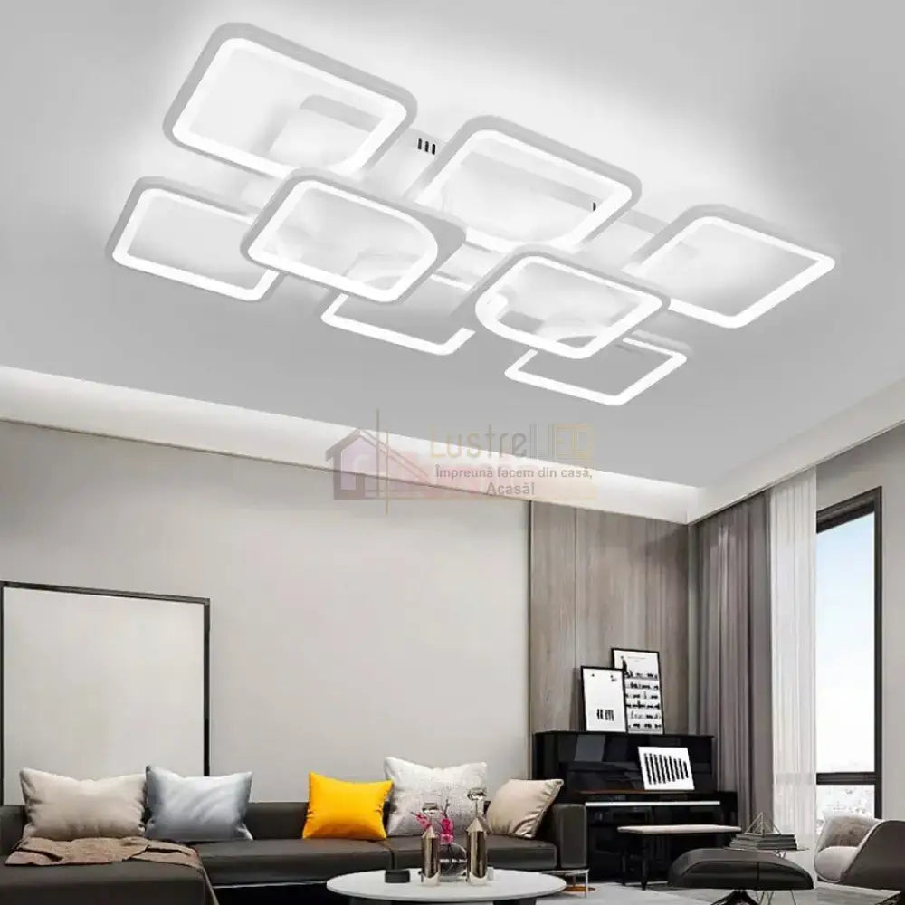Lustra Led Square Suprem Alb Echivalent 1200W Telecomanda Lighting Fixtures