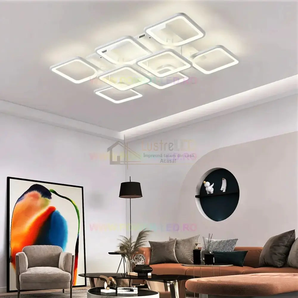 Lustra Led 256W Square Suprem Alb Telecomanda Lighting Fixtures