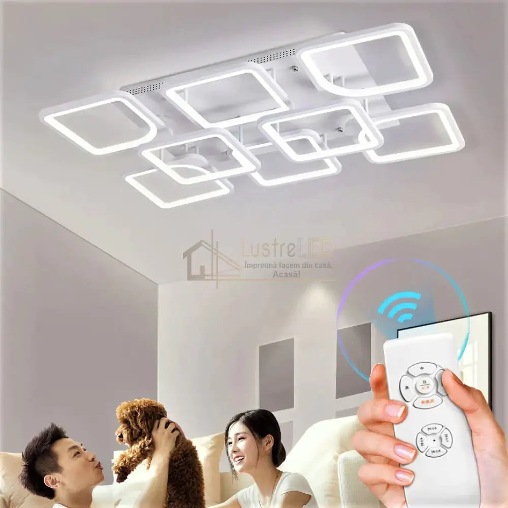 Lustra Led 256W Square Suprem Alb Telecomanda Lighting Fixtures