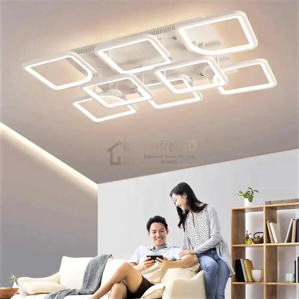 Lustra Led 256W Square Suprem Alb Telecomanda Lighting Fixtures