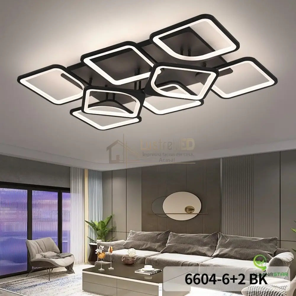 Lustra Led 256W Square Suprem Neagra Telecomanda Lighting Fixtures