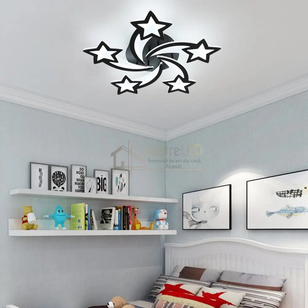 Lustra Led 160W Star Design Black Telecomanda Echivalent 600W Lighting Fixtures