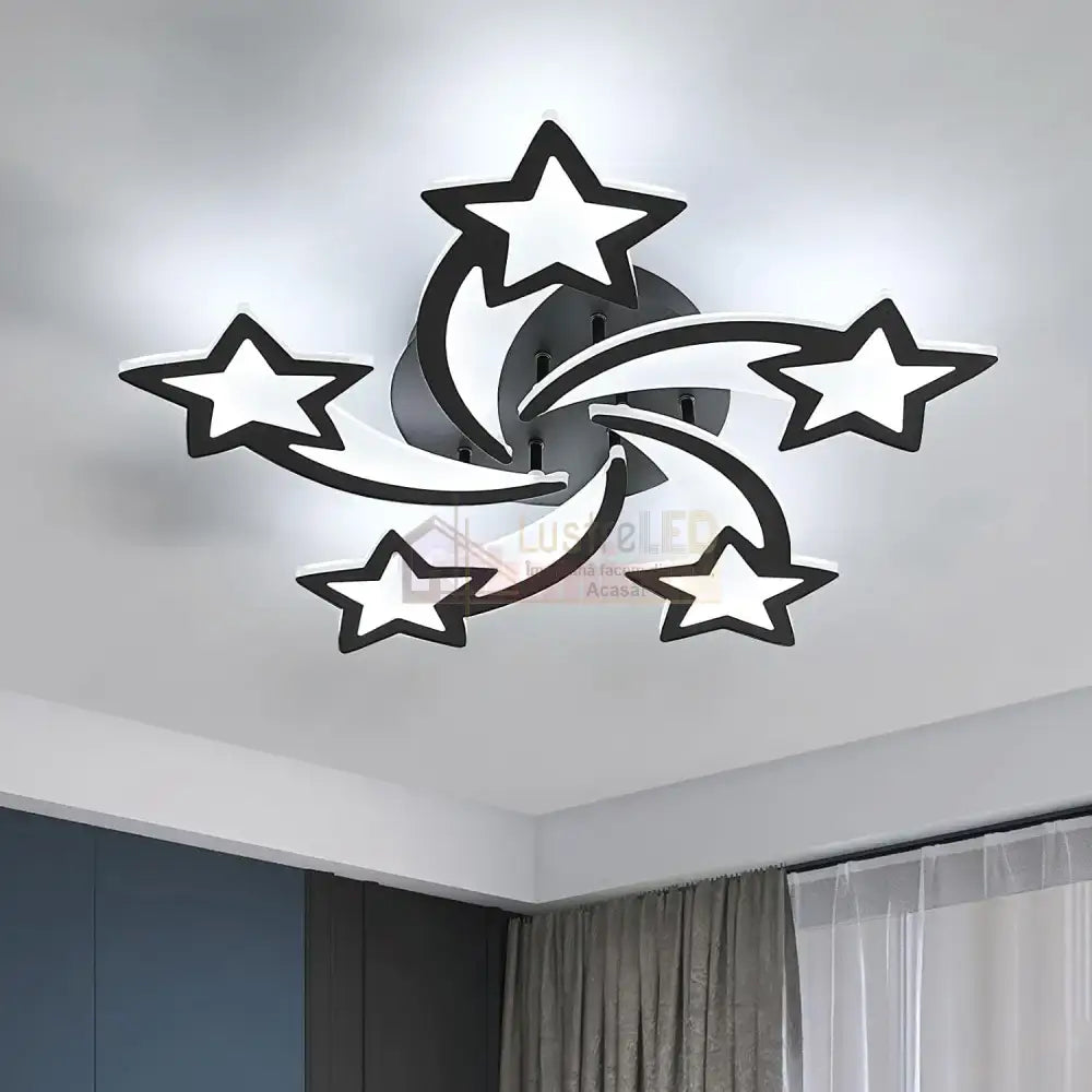 Lustra Led Star Design Black Echivalent 600W Telecomanda Lighting Fixtures