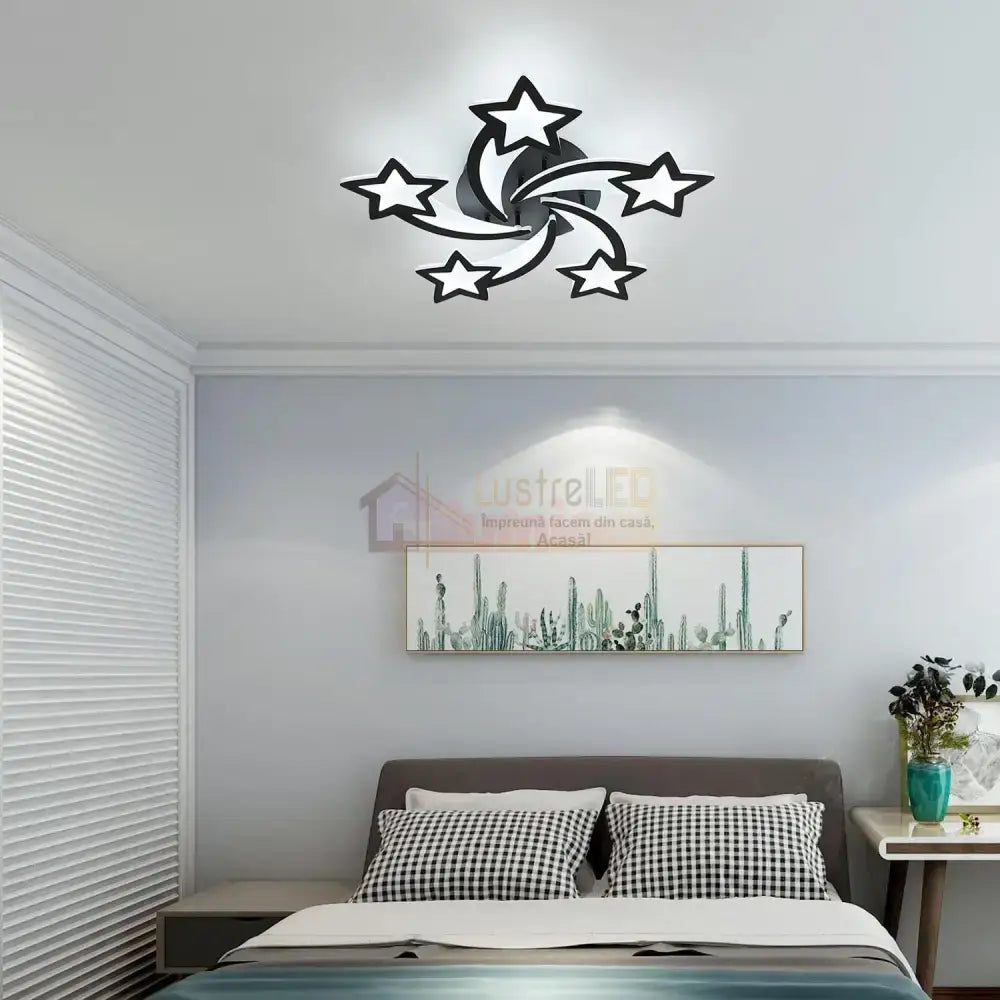 Lustra Led 160W Star Design Black Telecomanda Echivalent 600W Lighting Fixtures