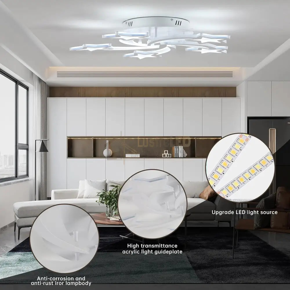 Lustra Led Star Design Echivalent 500W Telecomanda Lighting Fixtures