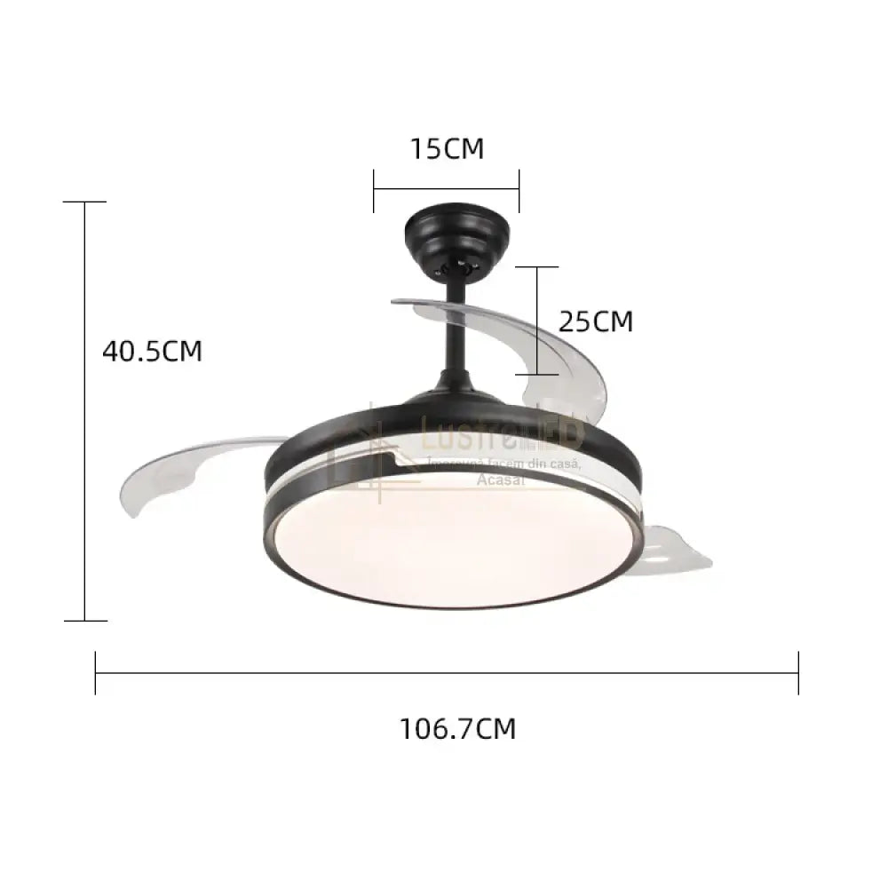 Lustra LED Ventilator cu Telecomanda ESC-410YY BK lustreled.ro