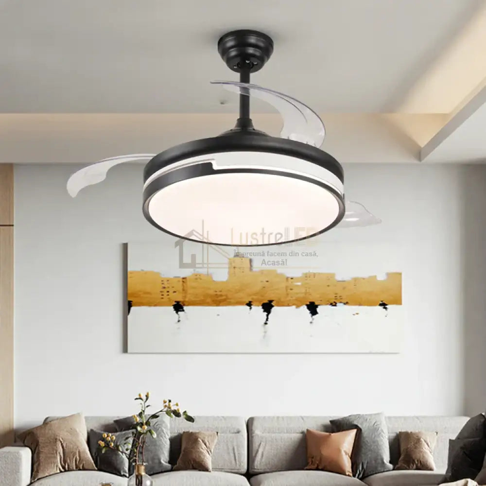 Lustra LED Ventilator cu Telecomanda ESC-410YY BK lustreled.ro