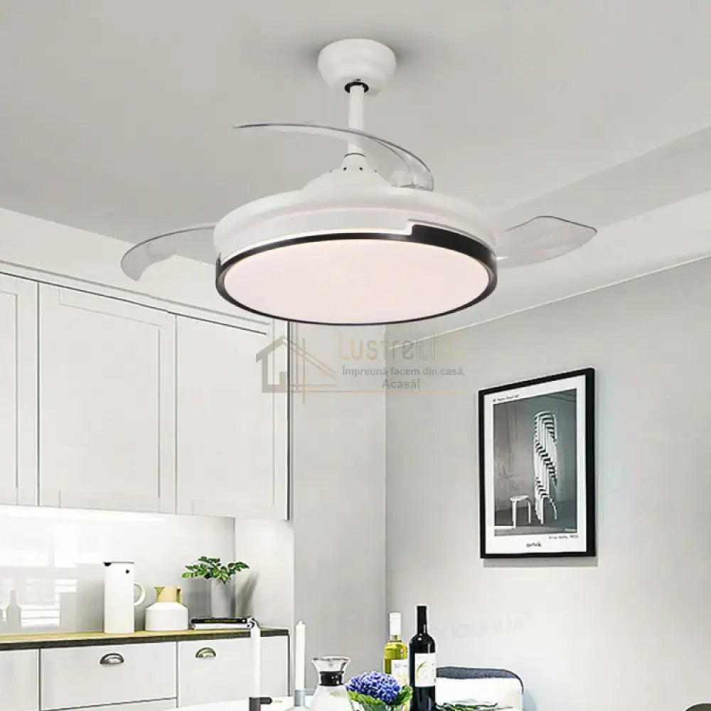 Lustra LED Ventilator cu Telecomanda ESC-410YY WH+BK lustreled.ro