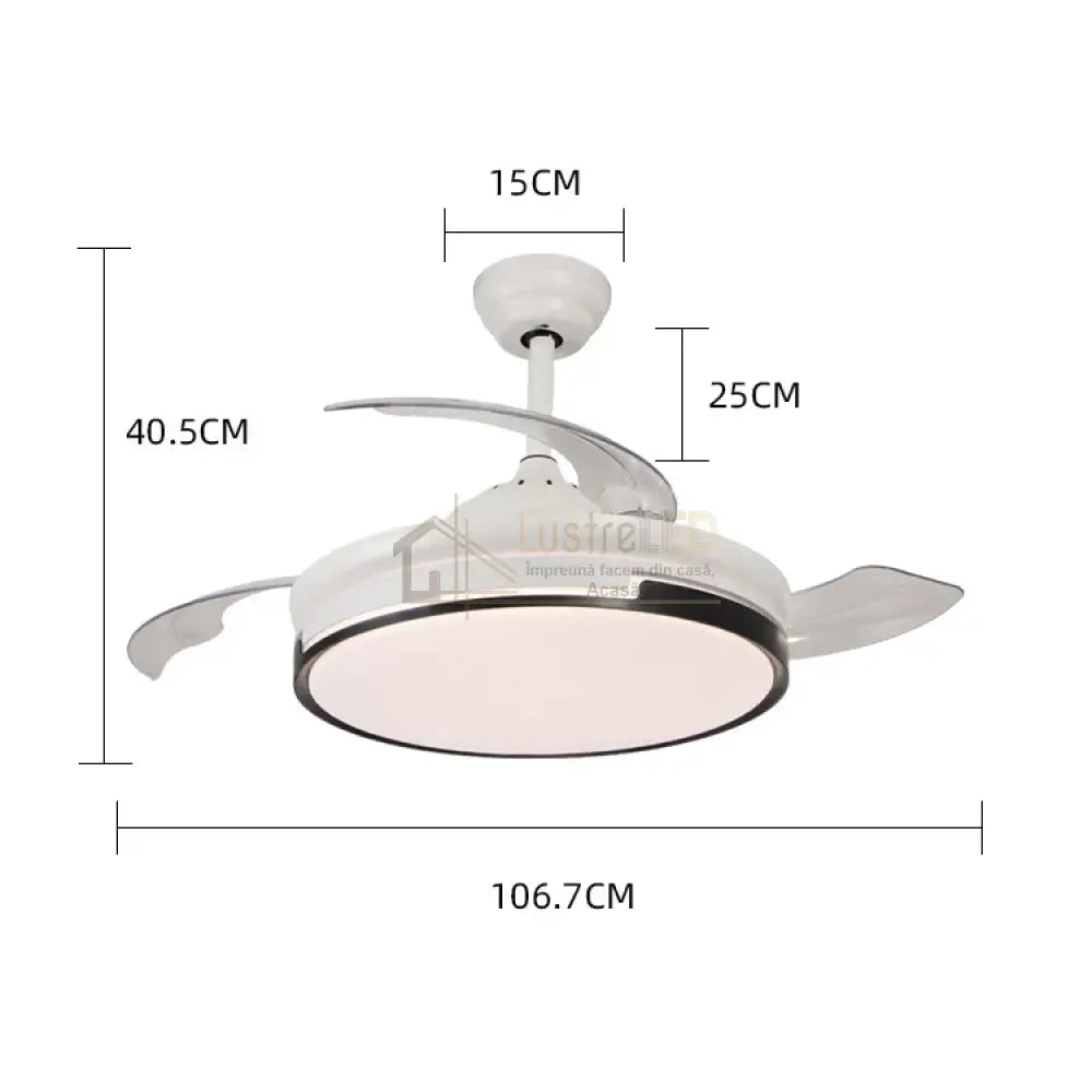 Lustra LED Ventilator cu Telecomanda ESC-410YY WH+BK lustreled.ro