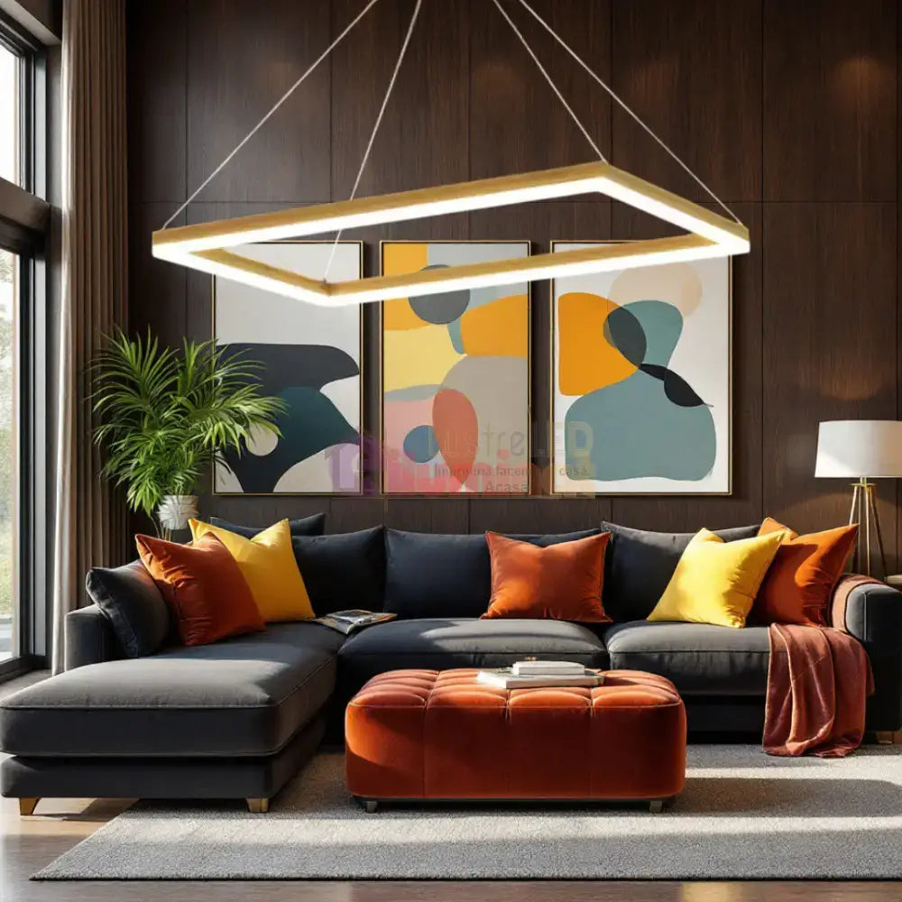 Lustra LED Suspendata Gold GlowPanel AURIE / 120CM / SUSPENDATE Lighting Fixtures