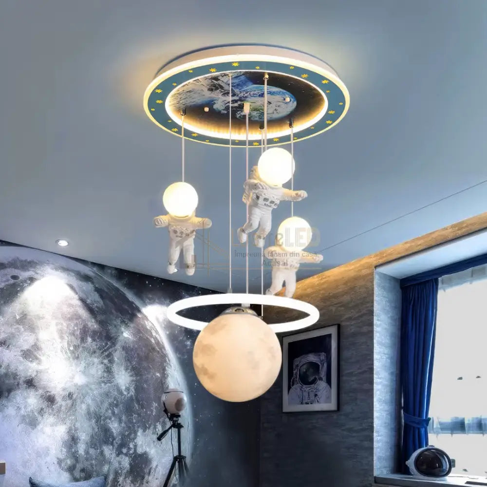 Lustra LED 100W Astro Friends Telecomanda 5315 ALBASTRU ALB / 50CM / KIDS Lighting Fixtures