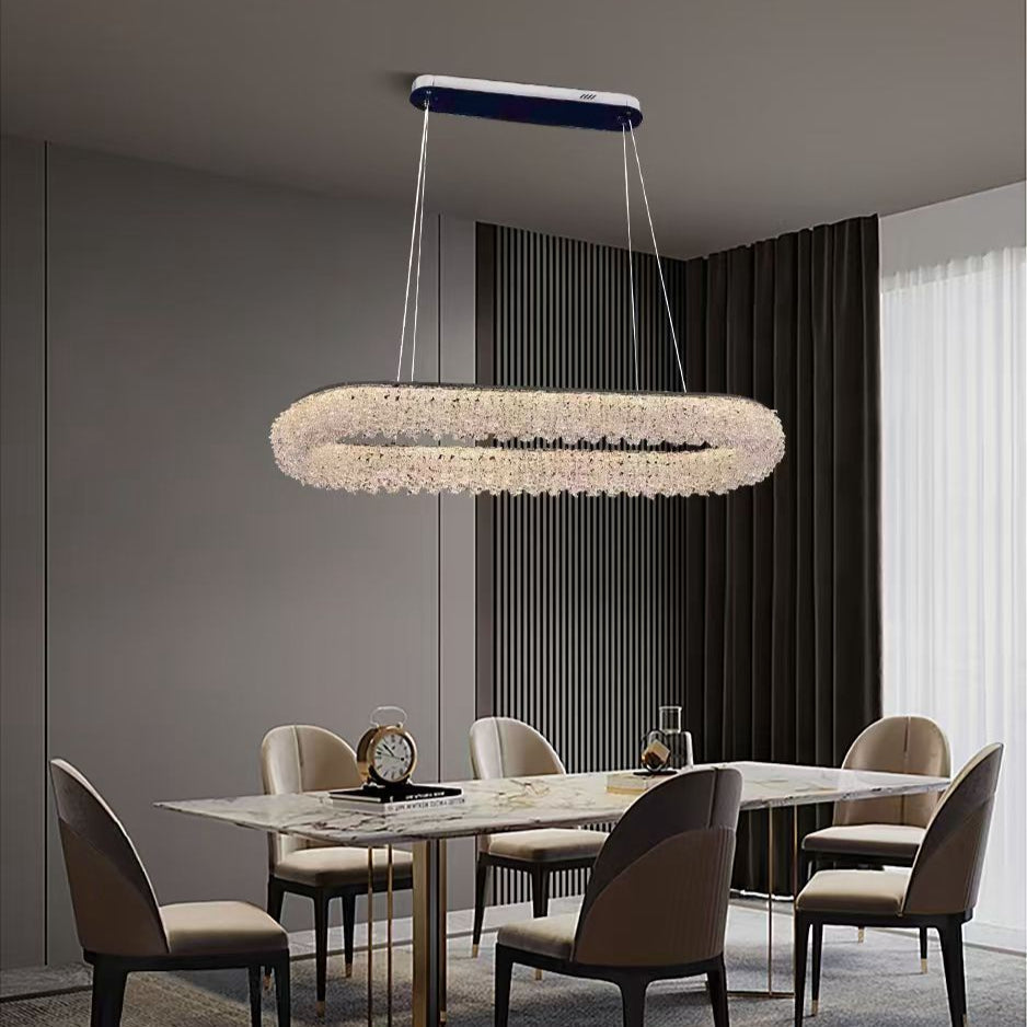 Lustra LED Suspendata Chrome Crystal Sponge 80x30cm Echivalent 800W