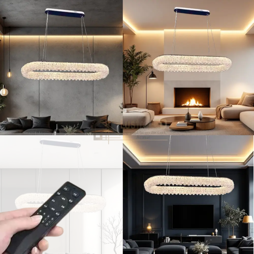 Lustra LED Suspendata 100W Chrome Crystal Sponge 80x30cm CRISTAL / AURIE Ceiling Light Fixtures