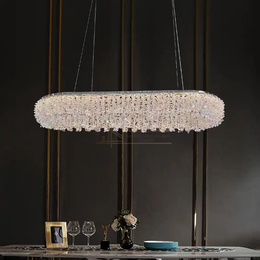 Lustra LED Suspendata 100W Chrome Crystal Sponge 80x30cm CRISTAL / AURIE Ceiling Light Fixtures