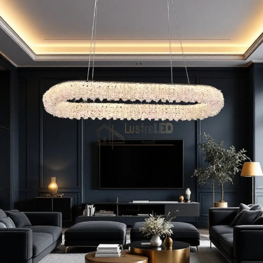 Lustra LED Suspendata 100W Chrome Crystal Sponge 80x30cm CRISTAL / AURIE Ceiling Light Fixtures