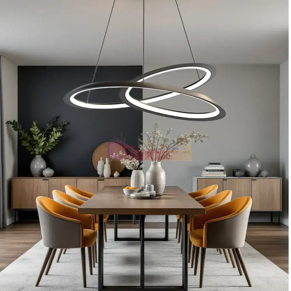 Lustra LED Suspendata 120W Lumea Black Telecomanda Echivalent 600W lustreled.ro