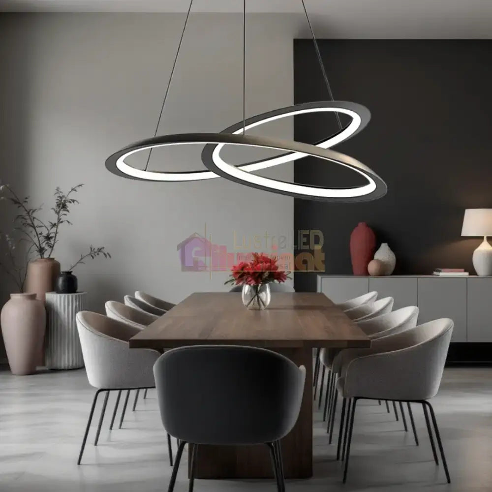Lustra LED Suspendata 120W Lumea Black Telecomanda Echivalent 600W lustreled.ro