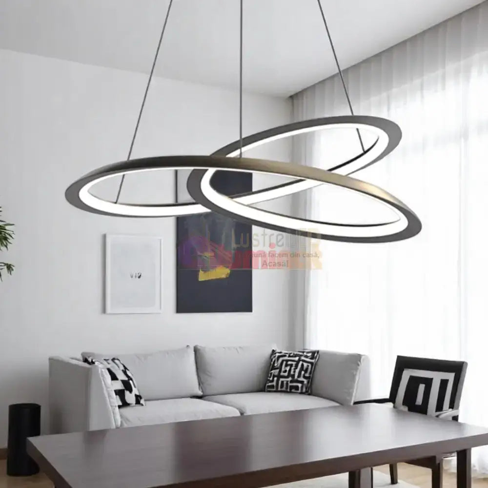 Lustra LED Suspendata 120W Lumea Black Telecomanda Echivalent 600W lustreled.ro