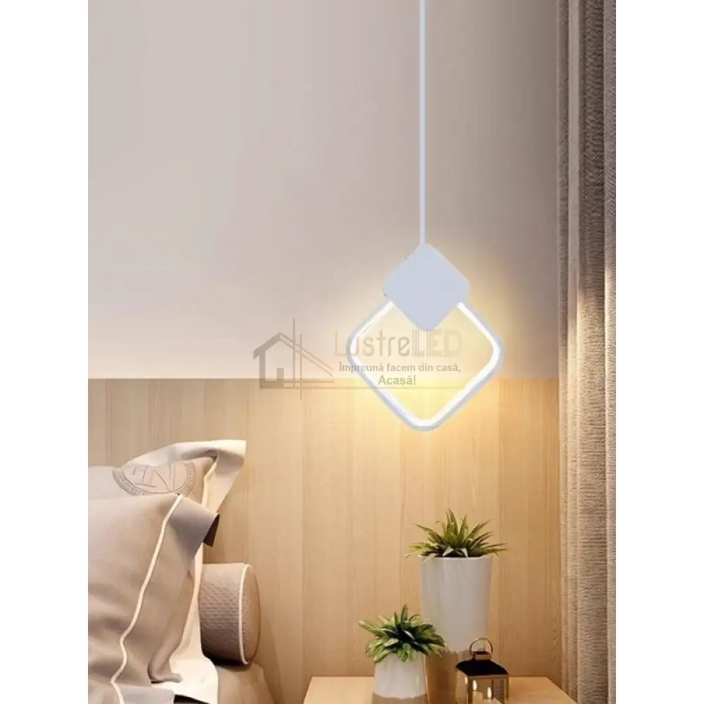 Lustra Led Suspendata 24W Diamond 3 Functii Alba / Suspendate 22Cm Led Ceiling Light