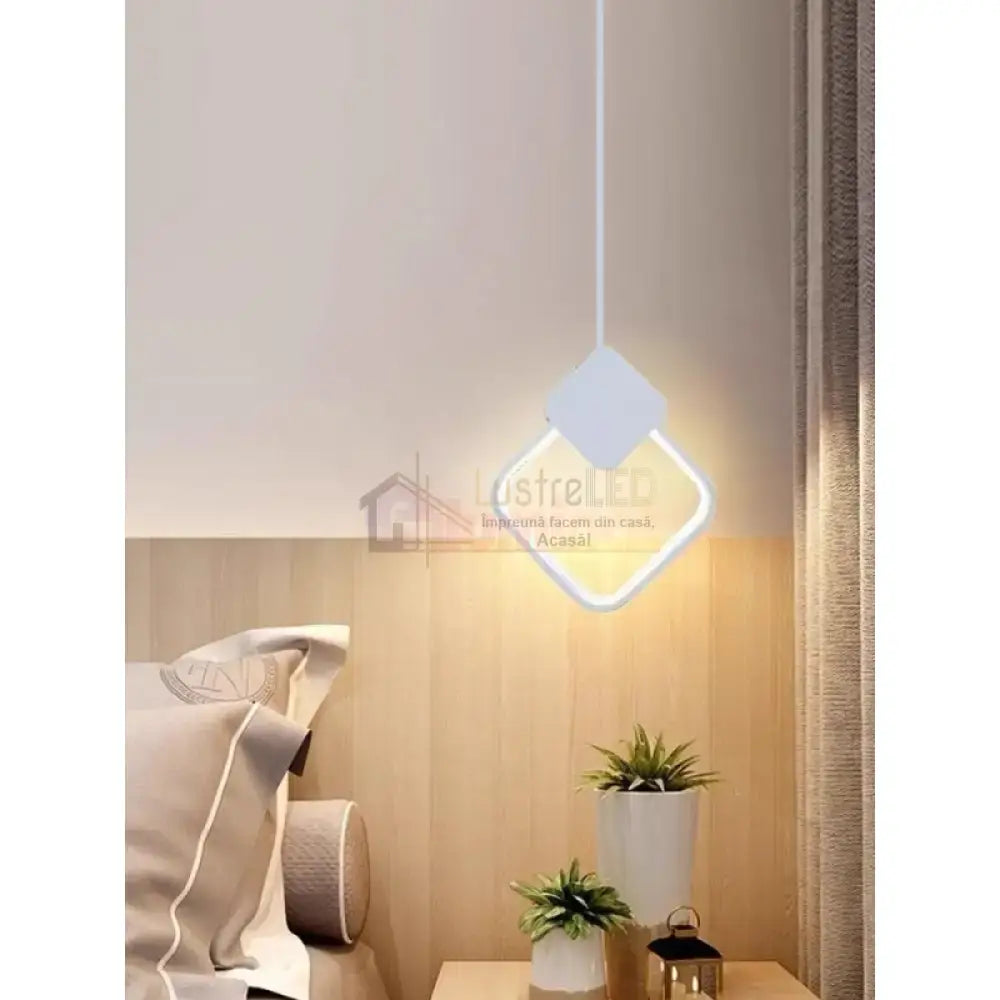 Lustra Led Suspendata 24W Diamond 3 Functii Suspendate / Alba 22Cm Led Ceiling Light