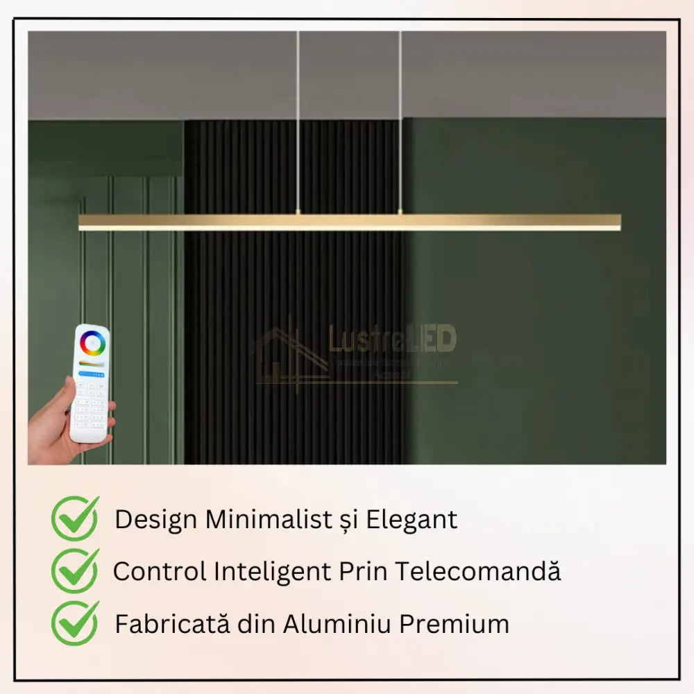 Lustra LED 36W OFFICE Suspendata Gold cu Telecomanda SE-P1936-100 GD AURIE / SUSPENDATE Lighting Fixtures
