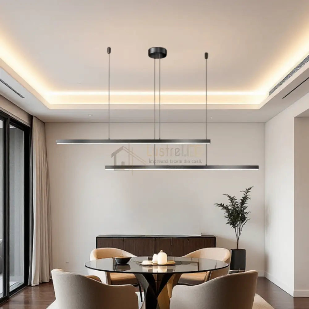 Lustra LED 72W OFFICE Suspendata Black cu Telecomanda P1936-90 BK NEAGRA / SUSPENDATE Lighting Fixtures